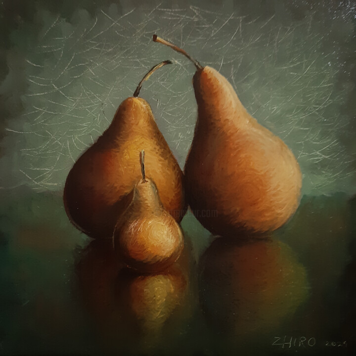 Painting titled "GOLDEN TRIO" by Zhirayr Khachatryan, Original Artwork, Oil Mounted on Wood Stretcher frame