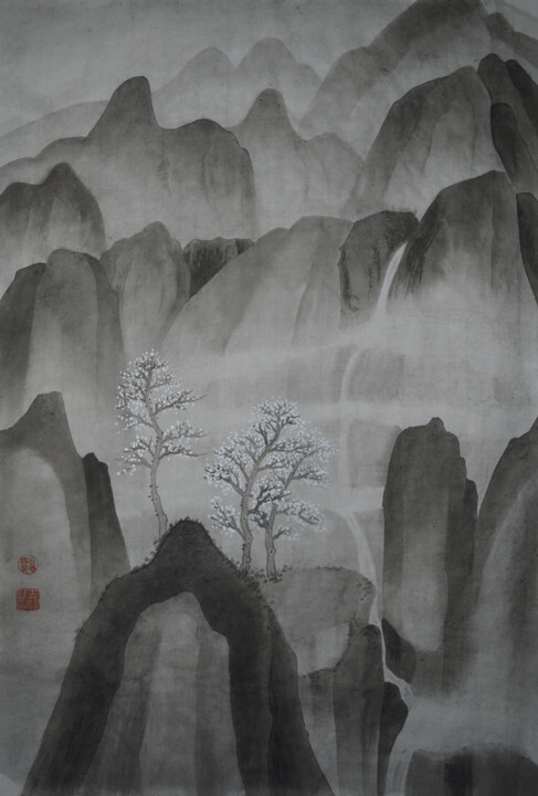 Malerei mit dem Titel "Empty Mountains Are…" von Zhize Lv, Original-Kunstwerk, Tinte