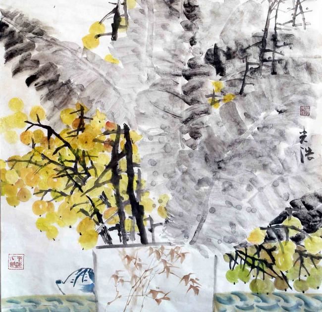Pintura titulada "No.3 Image of fall" por Rama Zhou, Obra de arte original