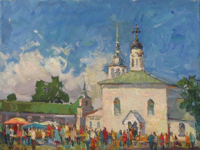 Pittura intitolato "The city SUZDAL" da Juliya Zhukova, Opera d'arte originale, Olio