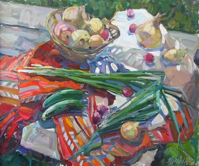 Painting titled "Still life - vitamin" by Juliya Zhukova, Original Artwork, Oil