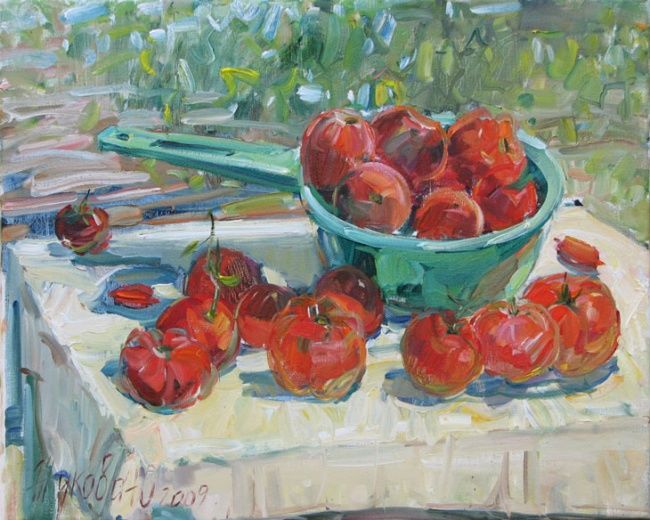 绘画 标题为“Tomato morning” 由Juliya Zhukova, 原创艺术品, 油