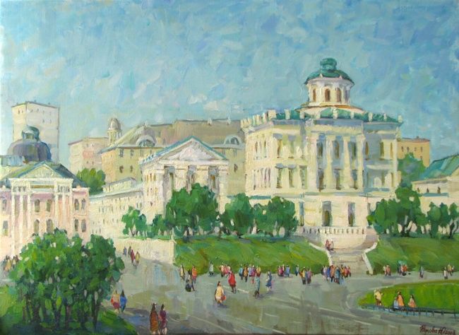 Painting titled "One day in Moscow" by Juliya Zhukova, Original Artwork, Oil