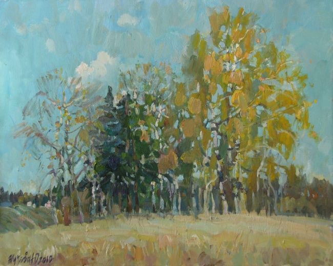 Painting titled "In September" by Juliya Zhukova, Original Artwork, Oil