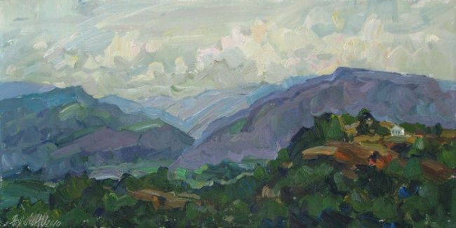 Painting titled "In mountains of Abk…" by Juliya Zhukova, Original Artwork, Oil
