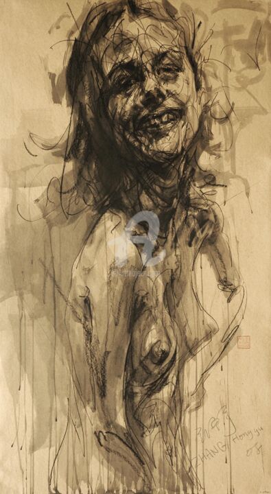 绘画 标题为“No.64” 由Hongyu Zhang, 原创艺术品, 木炭