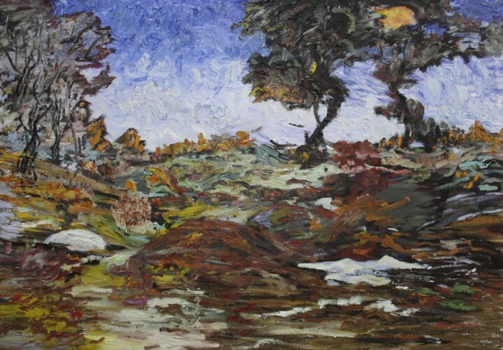 제목이 "Autumn on my mind"인 미술작품 Ziad Dib Jreige로, 원작, 기름 나무 들것 프레임에 장착됨