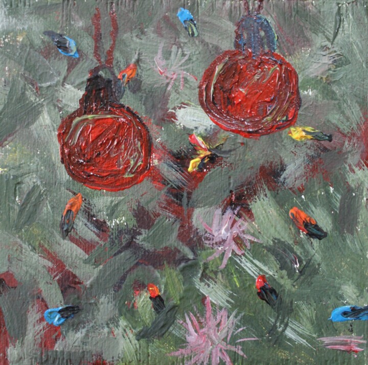 Painting titled "Christmas series –…" by Ziad Dib Jreige, Original Artwork, Acrylic Mounted on Wood Panel