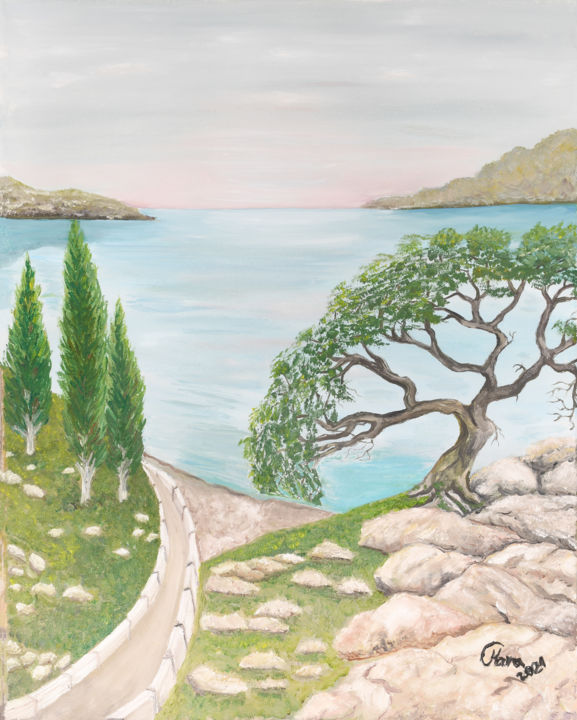 Pintura intitulada "mein Meer ist ruhig" por Mara Cikulin, Obras de arte originais, Óleo