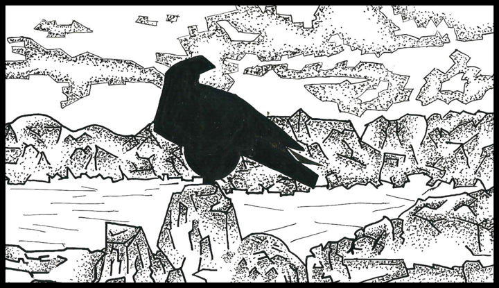 Σχέδιο με τίτλο "Eagle" από Zieh Mazinani, Αυθεντικά έργα τέχνης, Στυλό