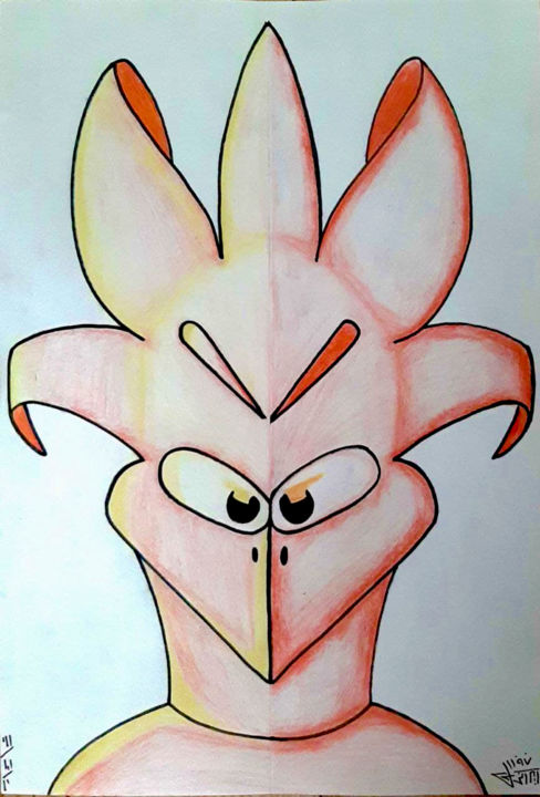 Painting titled "Joey's face in the…" by Zieh Mazinani, Original Art, Pencil