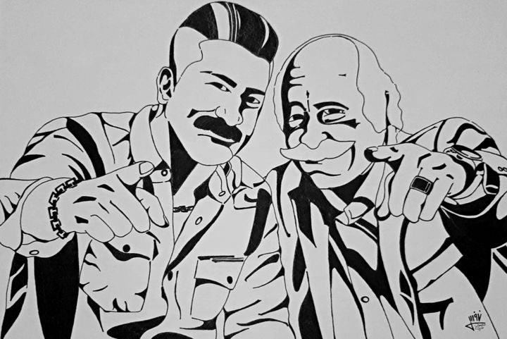 Dessin intitulée "father and son" par Zieh Mazinani, Œuvre d'art originale, Crayon
