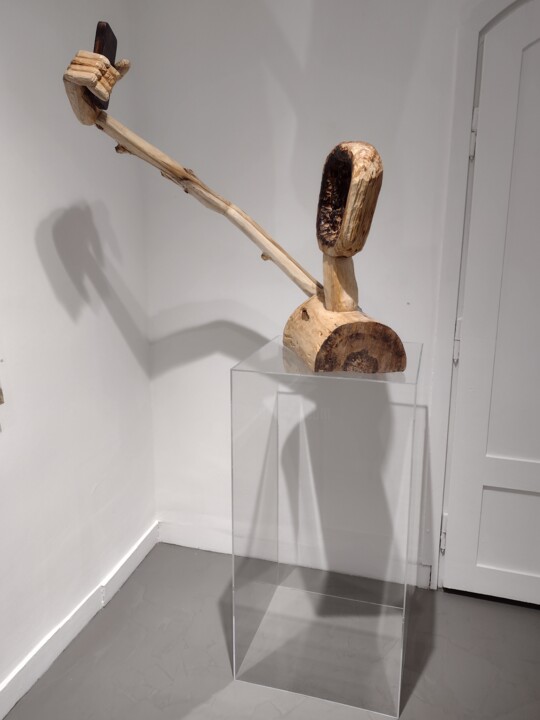 Sculpture intitulée "Utopiaman" par Ziemowit Fincek, Œuvre d'art originale, Bois