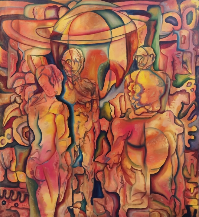 Malerei mit dem Titel "Ritual II" von Ziemowit Fincek, Original-Kunstwerk, Öl