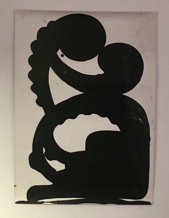 Zeichnungen mit dem Titel "5. Love on the stai…" von Žilvinas Gaižauskas, Original-Kunstwerk, Tinte