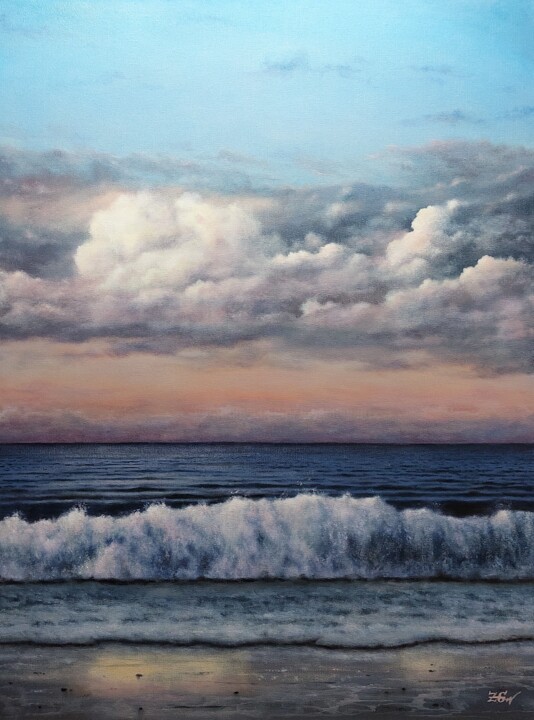 Painting titled "''The lonely wave''." by Zigmars ''Sigmar'' Grundmanis, Original Artwork, Oil