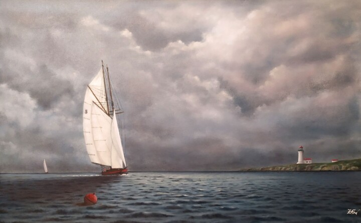 Pittura intitolato "''Cloudy monday''." da Zigmars ''Sigmar'' Grundmanis, Opera d'arte originale, Olio