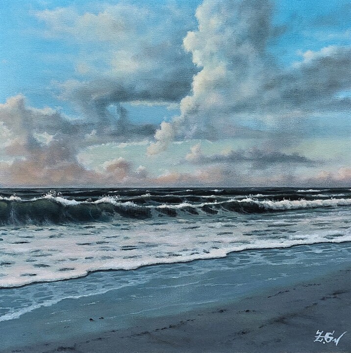 Painting titled "''Cloudy afternoon'…" by Zigmars ''Sigmar'' Grundmanis, Original Artwork, Oil