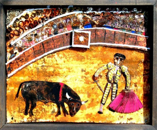 Peinture intitulée "corrida en arles" par Dominique Gratini, Œuvre d'art originale