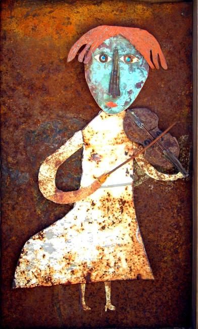 Peinture intitulée "la violoniste" par Dominique Gratini, Œuvre d'art originale