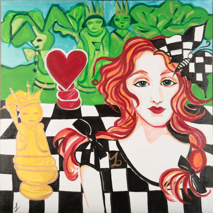 Peinture intitulée "alice dans le jeu d…" par Zigou, Œuvre d'art originale