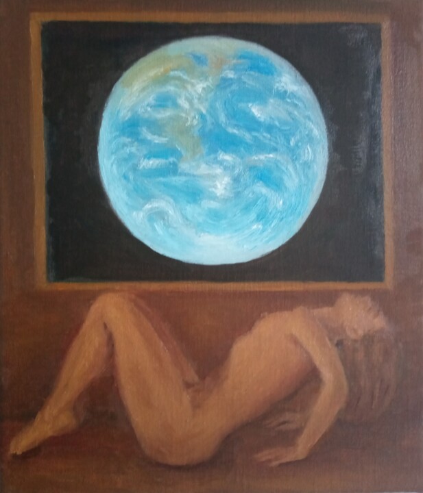 Peinture intitulée "Moeder Aarde" par Zikel, Œuvre d'art originale, Huile