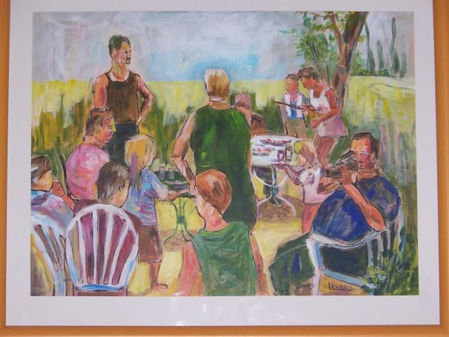 Ζωγραφική με τίτλο "dejeuner en famille…" από Zabolo, Αυθεντικά έργα τέχνης