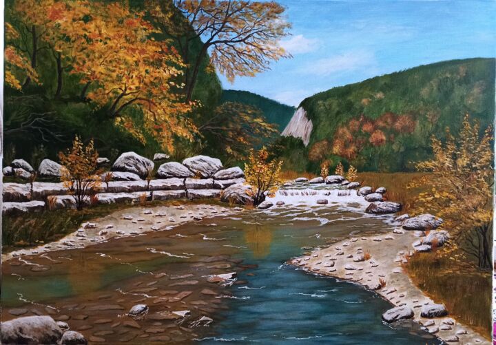 Картина под названием "Горная река" - Зинаида Андрюшина, Подлинное произведение искусства, Масло
