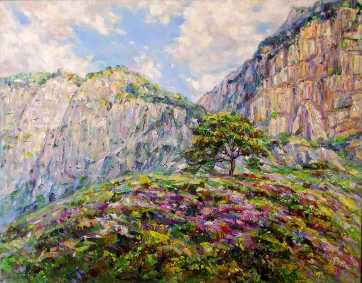 Painting titled "Sunny day. Alagir r…" by Zinaida Chernyshova, Original Artwork, Oil