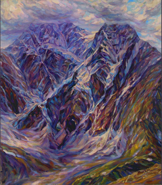 Painting titled "Donguz. Elbrus regi…" by Zinaida Chernyshova, Original Artwork, Oil