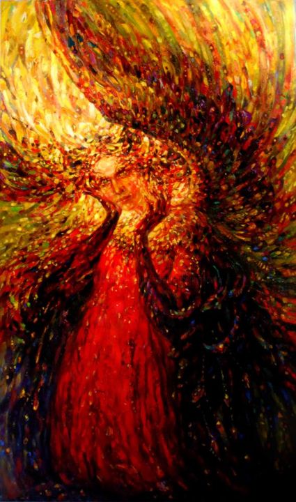 Pintura titulada "Феникс.Phoenix" por Zinaida Chernyshova, Obra de arte original, Oleo