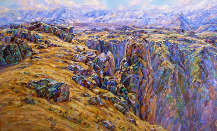 Painting titled "The sun over rocks.…" by Zinaida Chernyshova, Original Artwork