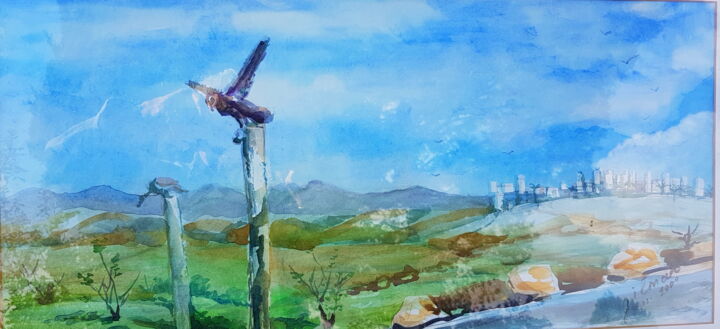 Painting titled "To the dead sea" by Zinaida Gilman, Original Artwork, Watercolor