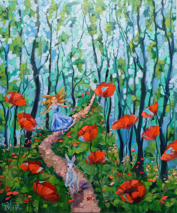 Painting titled "Magical Forest." by Zinaida Vysota, Original Artwork, Oil