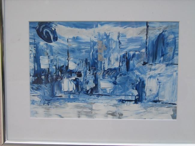 Peinture intitulée "Ville enneigée" par Zinga, Œuvre d'art originale, Huile
