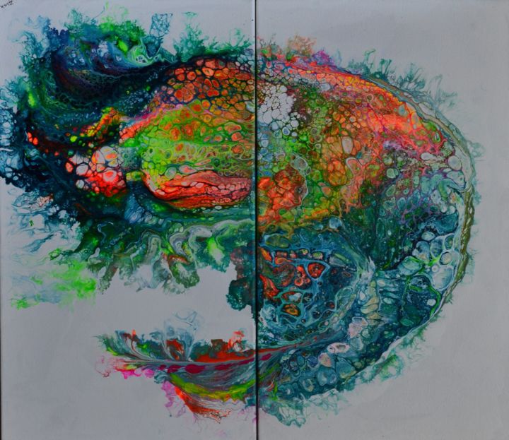 Pintura intitulada "corais" por Zinih, Obras de arte originais, Acrílico