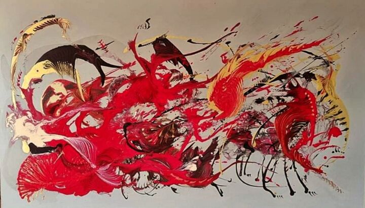 Peinture intitulée "Sentidos" par Zinih, Œuvre d'art originale, Acrylique