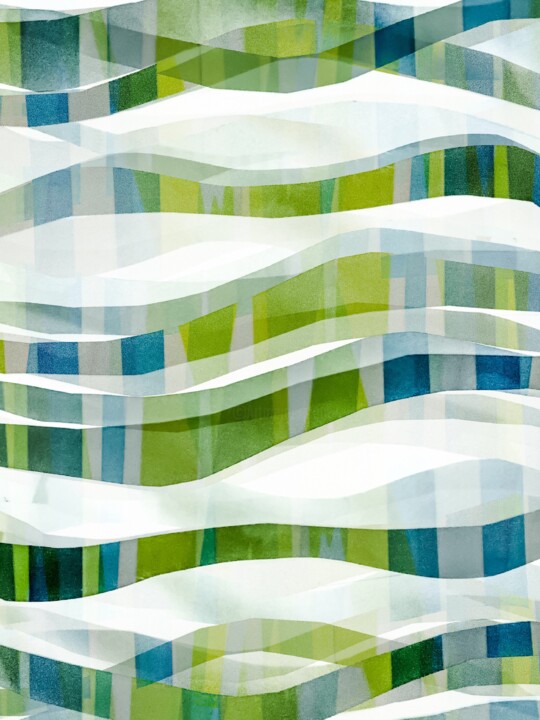 Digitale Kunst mit dem Titel "It Goes In Waves" von Zinna, Original-Kunstwerk, Digitale Malerei Auf Holzplatte montiert