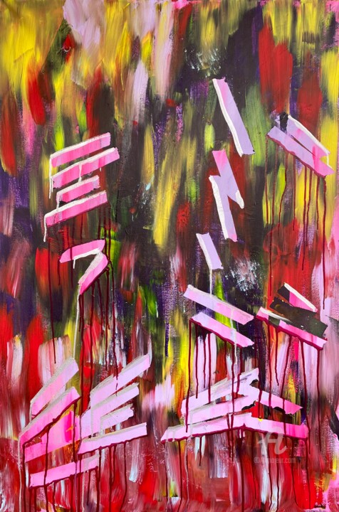 Painting titled "The Pink Way Promise" by Zip Studio, Original Artwork, Acrylic