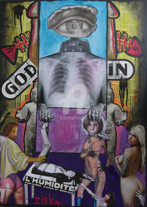 Collages intitulée "God in" par Ziska, Œuvre d'art originale