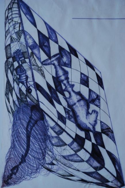 Drawing titled "Knight-mare" by Zita Barbara Sanders, Original Art,