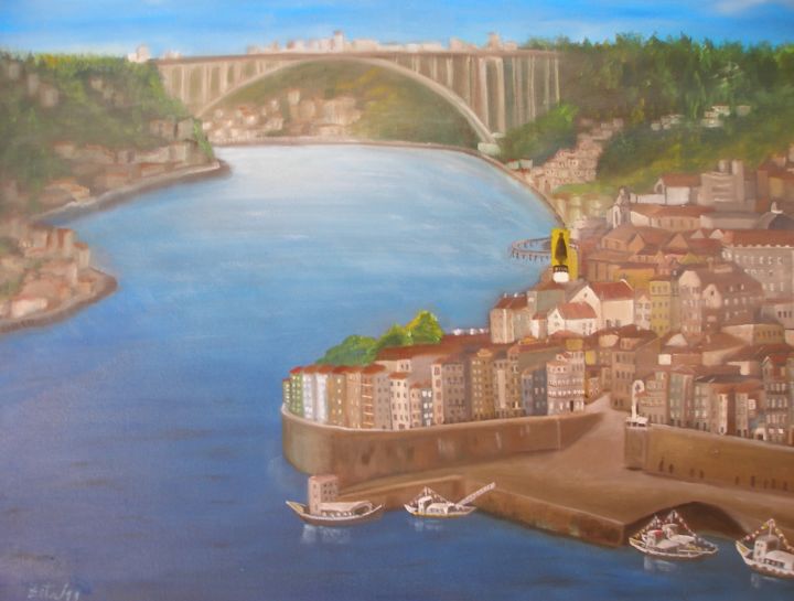 Pittura intitolato "Porto - Ribeira" da Zita Dantas, Opera d'arte originale
