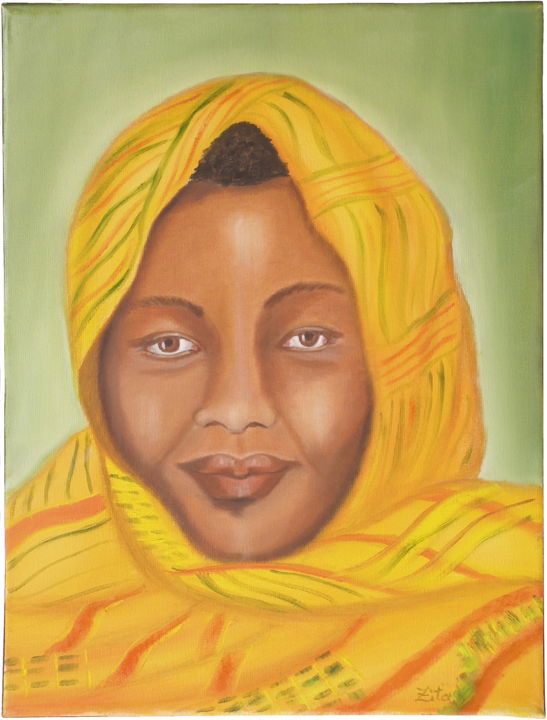 Painting titled "Mulher Macua" by Zita Dantas, Original Artwork