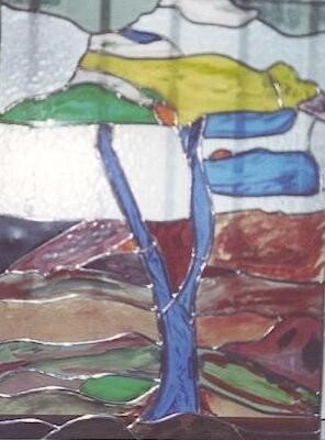 Malerei mit dem Titel "Vitrail, l'arbre" von Ziya Aydin, Original-Kunstwerk