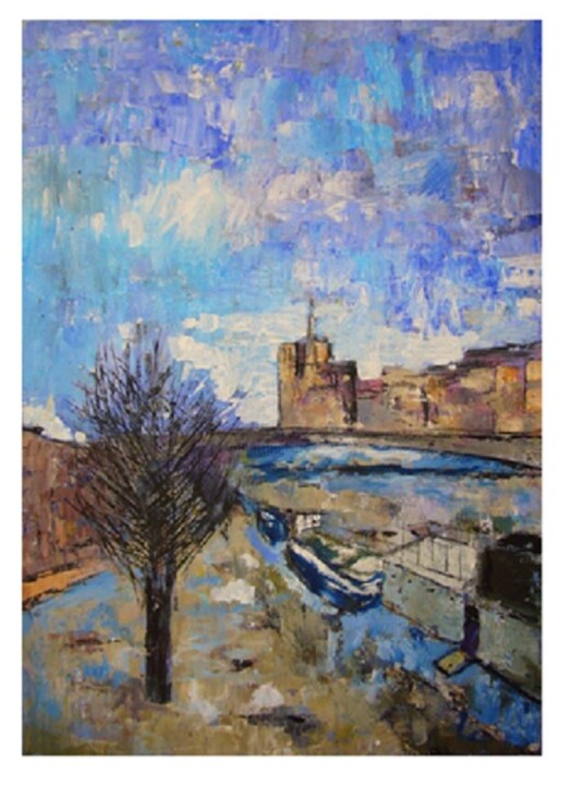 Painting titled "seine-sur-ses-berges" by Ziya Aydin, Original Artwork, Oil