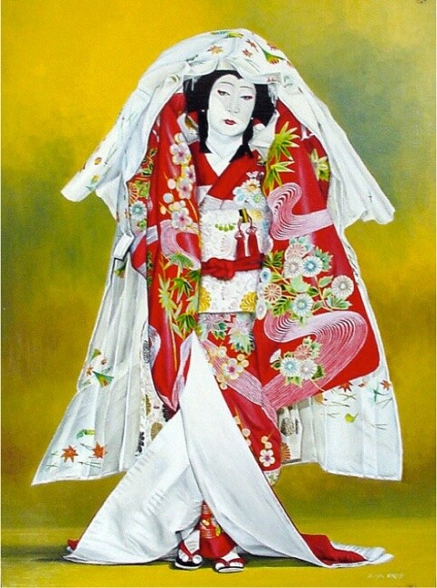 Painting titled "Kabuki Sea of Love" by Ziya Eris, Original Artwork