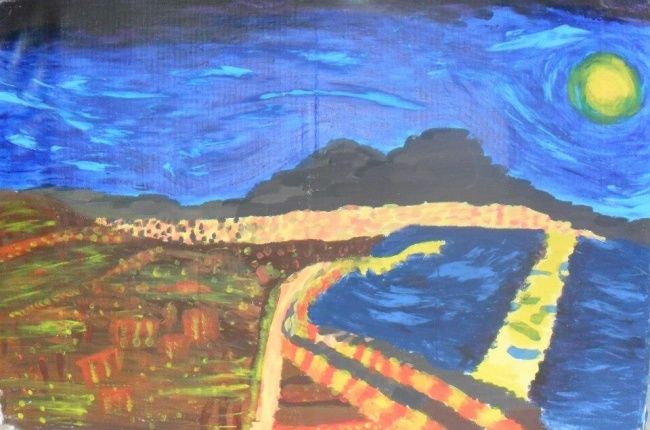 Pittura intitolato "Le mille luci di Na…" da Adriana Zizolfi, Opera d'arte originale, Olio