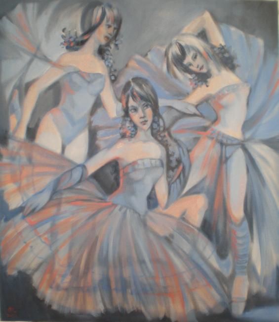 Peinture intitulée "Blue dance" par Zlata Privedentseva, Œuvre d'art originale
