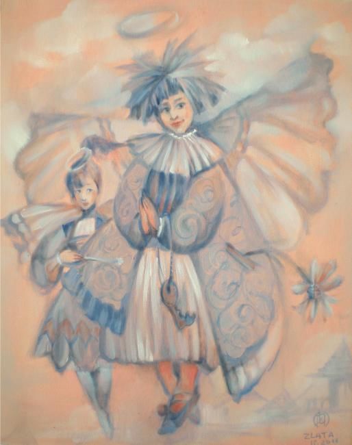 Peinture intitulée "Angels-keepers" par Zlata Privedentseva, Œuvre d'art originale