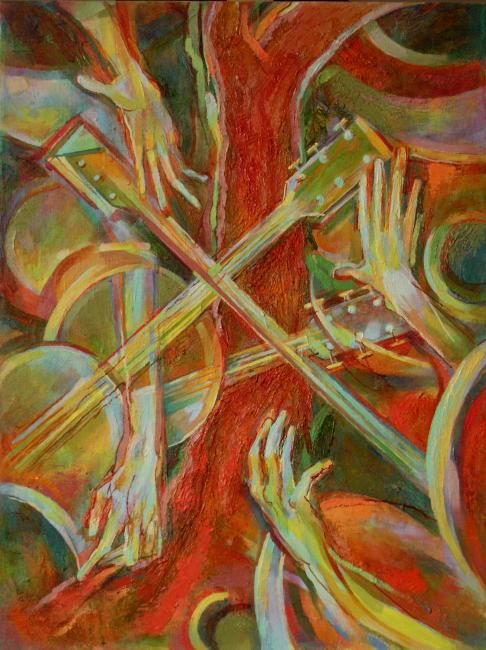 Peinture intitulée "Guitars" par Zlatarev, Œuvre d'art originale, Huile